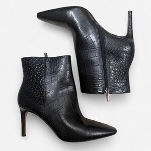Vince Camuto Black Embossed Ankle Booties